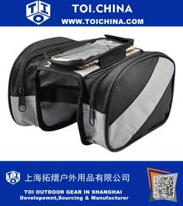 Bicycle Frame Pannier Bag Rack Top Tube Bag with Mobile Phone Pouch