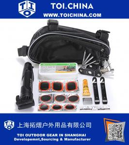 Bike Repair Tool Bag Mini Pump Folding Tool 15 in 1 Bicycle Tyre Tire Repair with Pouch Multifunctional Tools