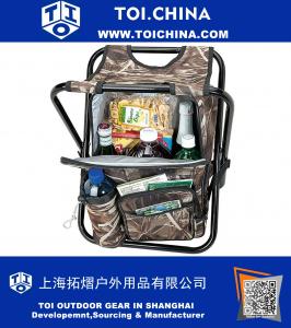 Tabouret pliant de pêche de sac à dos de pêche de camping avec le sac plus frais 24-Camo de canette