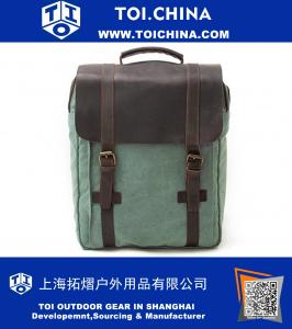 Canvas Leather Casual mochila mochila de viagem