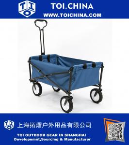 Dobrável Folding Utility Wagon Carrinho De Jardim De Compras De Praia Ao Ar Livre, Azul