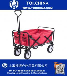 Chariot pliant pliant utilitaire Wagon Shopping Yard Beach, rouge