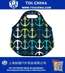 Colorful Anchor Lunch Bag Dark Blue Fashion Lunch Tote Bag Water Resistant Warm and Cooler Lunch Bag