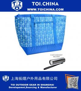 Cooler Insulated Mega Tote Bag XXL - способ транспортировки замороженных продуктов, скоропортящихся продуктов и горячей еды, включая 9 светодиодных фонарей