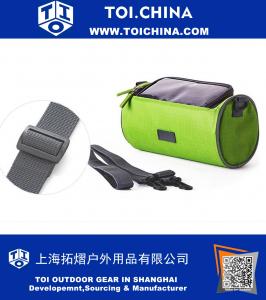 Ciclismo Cilíndrico Portátil Bicicleta Bike Front Handlebar Bag con TPU Touchscreen Phone Storage Bag