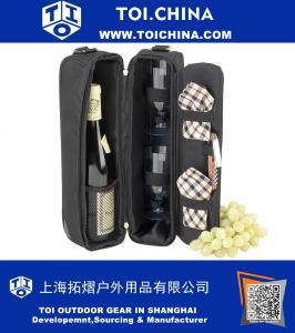 Deluxe Insulated Wine Tote с 2 бокалами для вина, салфетками и штопором