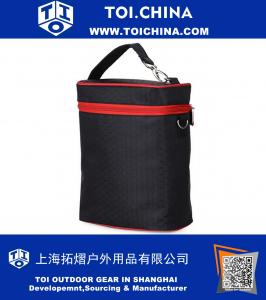 Double Bottle Bag Cooler Bags Lunch Bag Hold Cold Insulation Handbag Tote Bag With Shoulder Strap, Black