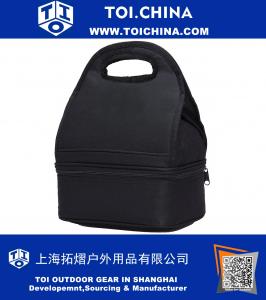 Sac isotherme réutilisable de sac à lunch isolé par compartiment double pour les hommes, femmes, enfants