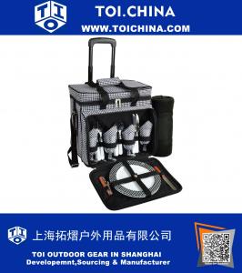 Refrigerador de picnic equipado con ruedas, negro