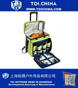 Equipped Picnic Cooler with Service for 4 on Wheels