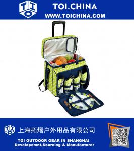 Equipped Picnic Cooler with Service for 4 on Wheels