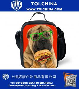 Fashion Shar Pei Printing Lunch Bags Portable Food Cooler Handbag