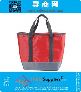 Fashion Waterproof Lunch Bag Tote Insulated Cooler Outdoor Travel Organizer Box Picnic Bags, Red