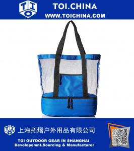 Fashionable Beach Picnic Outdoor 12 drinks Mesh Cooler Bag Tote, Blue