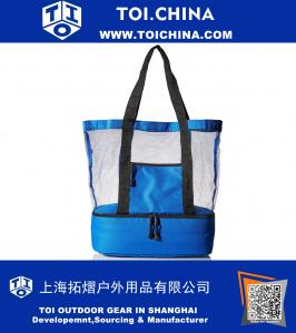 Модный пляжный пикник на открытом воздухе 12 напитков Mesh Cooler Bag Tote, синий