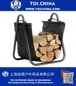 Journal de cheminée Fourre-tout Porte-bûches Allume feu Firelogs Seau Carrier Bois Journal de bord Totes Holder Rack rond avec bois Poignées de transport Outils de panier avec grand sac de transport de bois de feu