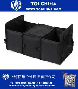 Foldable 3 Compartments Car Trunk Organizer Toolbox Food Storage Bags and Cooler Set Black