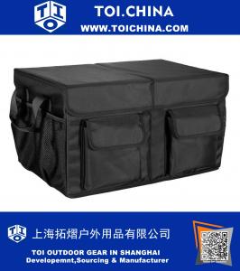 Foldable Cargo Trunk Organizer with Cover, Reinforced Handles and Car Cooler