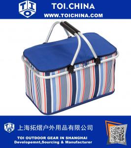 Складная корзина для пикника 32L Большая сумка-холодильник с ручками для кемпинга и спортивных мероприятий