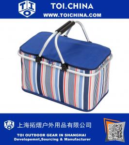 Folding Picnic Basket Insulated Cooler Shopping Bag for Outdoor Camping Hiking Bag