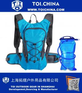 Гидратирующий рюкзак с 2-литровым водяным пузырем-10L с большой сумкой для воды и 2-литровым водонепроницаемым мешком для воды для мешков для мужчин. Женщины для бега, похода, велосипедного спорта