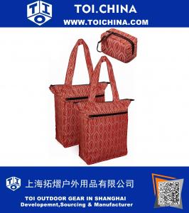 Insulated Cooler Bag and Grocery Bag with Carrying Pouch