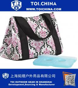 Isolierte Designer Lunch Bag mit Ice Pack, Pink & Schwarz Kronleuchter