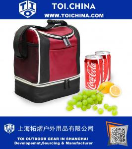 Bolsa de almuerzo con aislamiento, compartimento reutilizable de doble compartimento Bolsa de refrigerador con correa para el hombro para adultos y niños