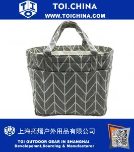 Insulated Lunch Bag Reusable Sling Shoulder Lunch Tote Travel Picnic Drawstring Cooler Bag, Front Pocket and 2 Side Pockets