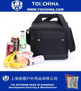 Isolierte Lunch Bag Tote Schwarz Essen Handtasche Lunchbox mit Schultergurt für Männer arbeiten im Freien