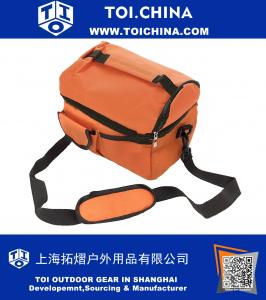 Boîte à lunch isolée, sac isotherme portable avec poignées et bretelles, orange