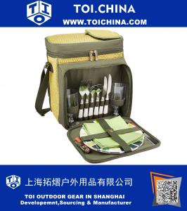 Insulated Picnic Basket Cooler Fully Equipped with Service for 2