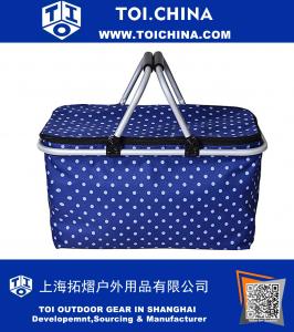 Insulated Waterproof Folding Picnic Basket 32L Volume Cooler bags with Zippers and Carrying Handles
