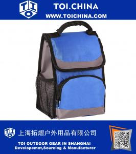 Isolierte Top-Verschluss-Lunch-Pack mit Reißverschluss, Deluxe-Kühltasche mit Eisbeutel, Blau