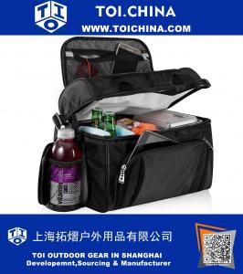 Большая сумка-сумка из полиэфирного мешка - несколько карманов и изоляционных отсеков - сверхпрочные молнии и ручки - идеальное средство для приготовления пищи Plus 4 Ice Packs.