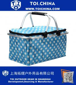 Large Folding Aluminium Insulated Basket Cooler Bag Hot Box For Picnic, Outdoors, Driving Trips, Bbq, Travel, Drinks, Holidays, Grill