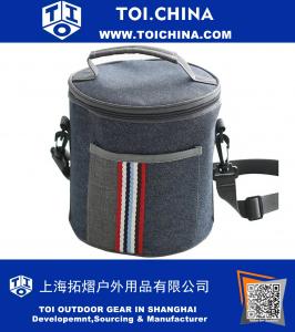 Large Insulated Lunch Bag With Shoulder Strap, Washable Denim Zip Aluminum Film Pack Cooler Bag Lunch Bag