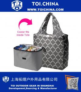 Large Tote Bag with Large 2Cool Insulated Cooler Insert Set of 2