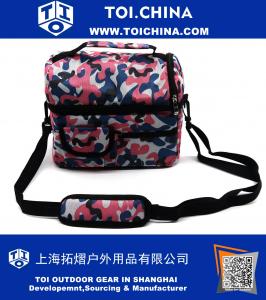 Lunch Bag Cooler Tragetasche Isolierte Tote Große Kapazität mit verstellbaren Schultergurt Box Tasche Travel Lunch Tote - Camouflage Pink