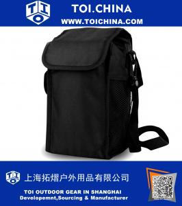 Lunch Bags,Reusable Insulated Lunch Box Holder with Shoulder Strap Tote Bag Zipper Grocery Bags for Kids Men Women Black