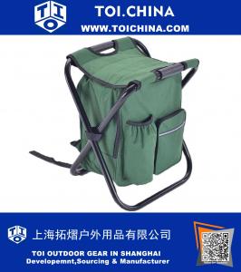 Multi-Function Backpack Foldable Chair with Cooler Bag for Fishing, Beach, Camping and Outing