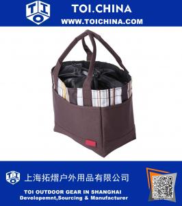 Multi-functional Streak Water Resistant Draw Cord Nylon Picnic Tote Box Lunch Bag