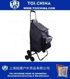 Многоцелевая легкая колесная тележка для покупок с сумкой для переднего кулера, сумка для тележки для покупок, лестничная клетка для покупок, корзина для покупок (черная точка)