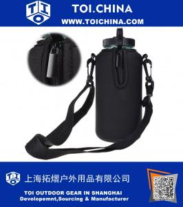 Neopreno con aislamiento de 32 Oz de ancho en boca Agua Bebida Enfriador de botellas Funda de transporte Funda de mangas Bolsa de asas Correa para escalar Ciclismo y correr Actividades al aire libre