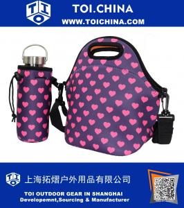 Neoprene Water Risistant Insulated Lunch Tote Bag Box Container Cooler with Strap Carry Water Bottle Bag Sleeve Holder Covers Carrier Pouch Fashionable for Women Men Kids Girls Adults