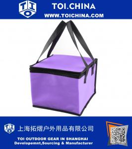 Outdoor Square Shaped Zippered Insulated Food Beverage Holder Handle Cooler Tote Lunch Bag
