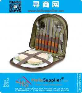 Outdoors Picnic Set for 2 - Compact wallet to fit basket or bag. With board, opener, napkins