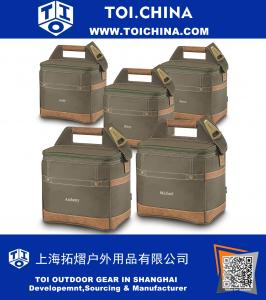 Personlized 12-Pack khaki Tote Cooler - Custom Cooler Bag - Saco Cooler personalizado - Tote Cooler Monogrammed - Conjunto de 5