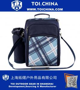 Picknick Rucksack Set für 2 Personen mit Isolierkühltasche und Besteck, Blau