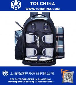 Picnic Backpack for 4 with Cooler Compartment